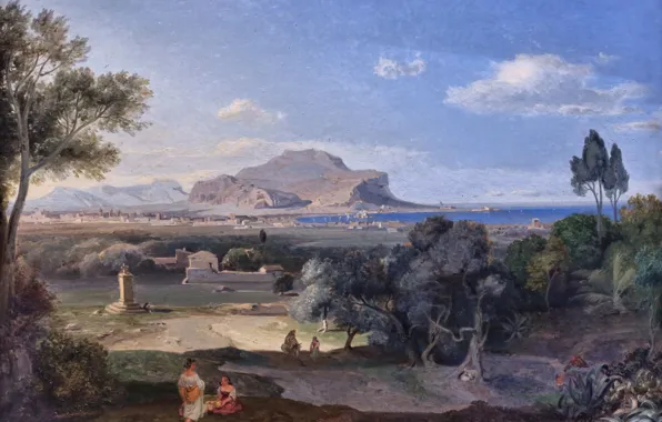 Картинка Munich, 1832, Munich Neue Pinakothek, Palermo with Mount Pellegrino, Карл Антон Йозеф Ротман, Carl Anton …
