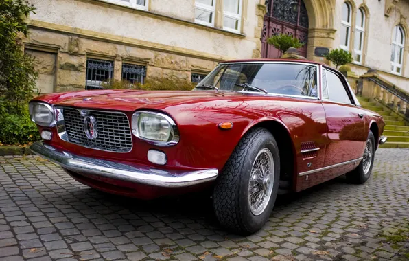 Картинка Maserati, здание, купе, брусчатка, ступеньки, auto, coupe, мазерати, 5000
