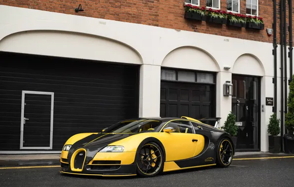 Картинка Bugatti, Veyron, Carbon, Black, Yellow