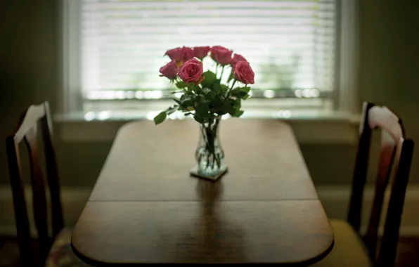 Картинка цветы, стол, розы