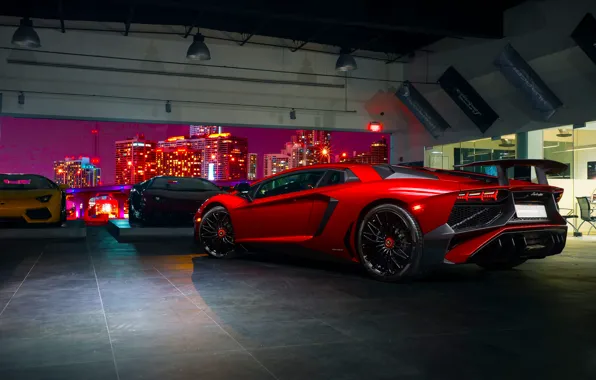 Картинка Lamborghini, Red, Aventador, Supercar, Prestige, Rear, LP 750-4, Superveloce, Imports