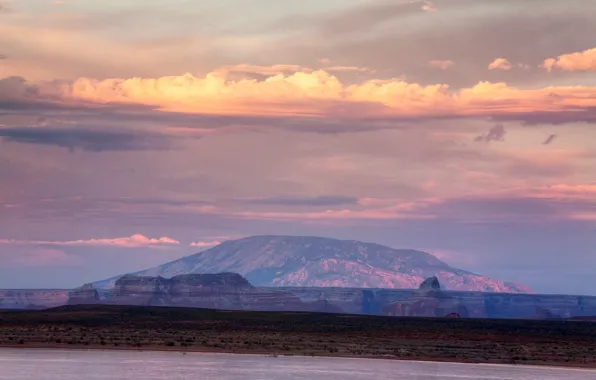 Картинка небо, озеро, гора, США, Arizona, Lake Powell
