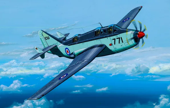 Картинка art, airplane, painting, aviation, Fairey Gannet