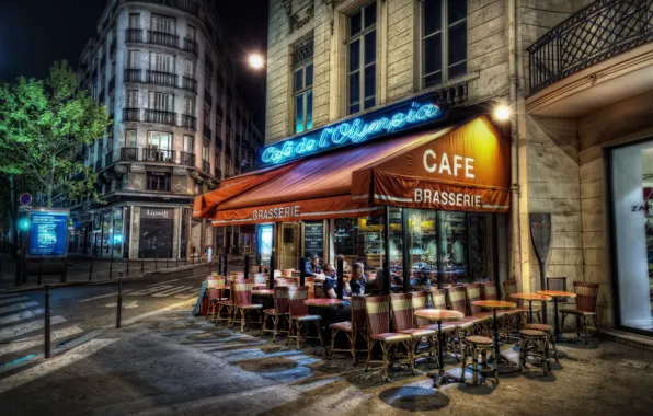 Картинка Париж, вечер, кафе, Paris, франция, France, столица