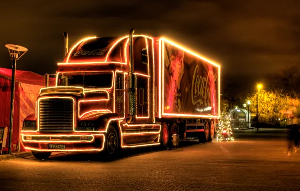 Картинка новый год, рождество, coca cola, Кока кола, новогодний грузовик, christmas truck