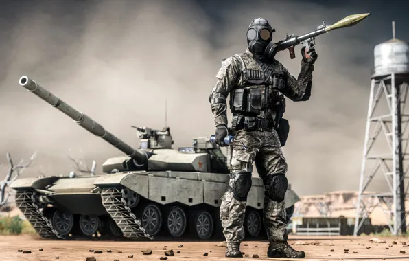 Картинка солдат, танк, гранатомет, экипировка, Battlefield 4