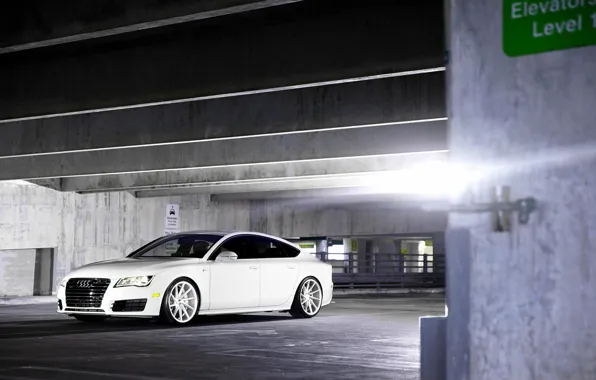 Картинка Audi, white, wheels, vossen, frontside