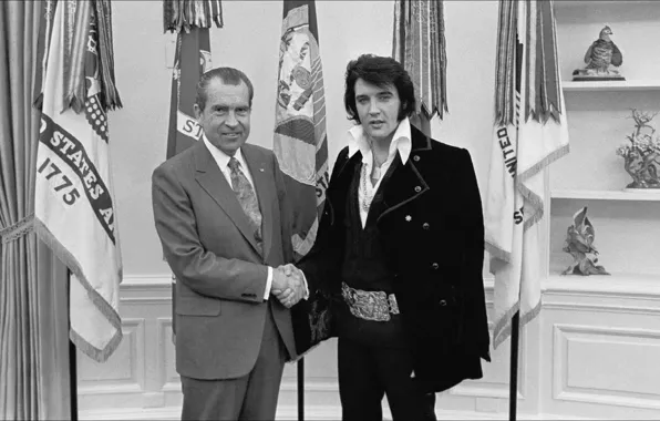 Картинка США, история, президент, Элвис Пресли, Ричард Никсон