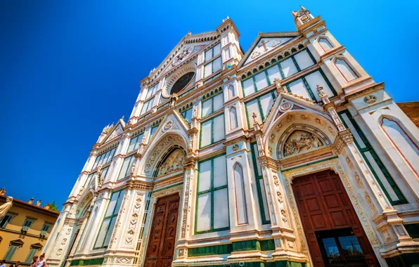 Картинка небо, Италия, Флоренция, архитектура, фасад, базилика Санта-Кроче