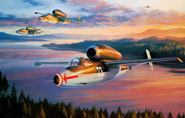 Картинка war, art, painting, jet, ww2, Heinkel He 162