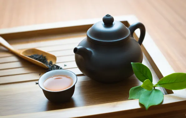 Картинка чай, чайник, листья чая