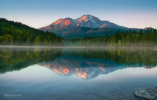 Картинка лес, горы, природа, озеро, отражение