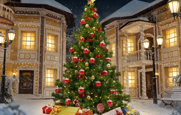 Картинка christmas, winter, snow, decoration, christmas tree
