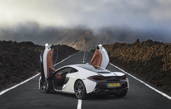 Картинка белый, McLaren, двери, суперкар, автомобиль, открытые, шикарный, 570GT