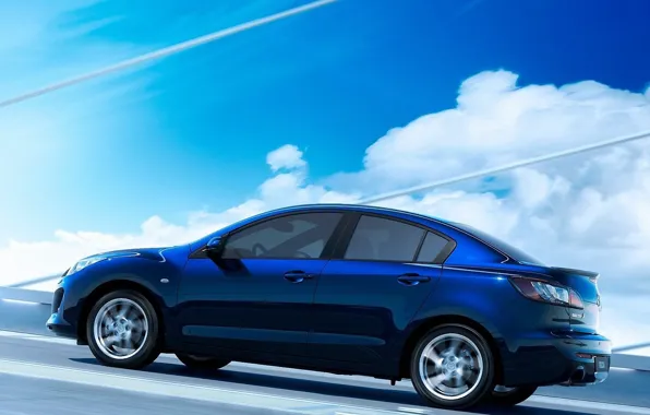 Картинка синий, спорт, скорость, sport, blue, мазда, Mazda3