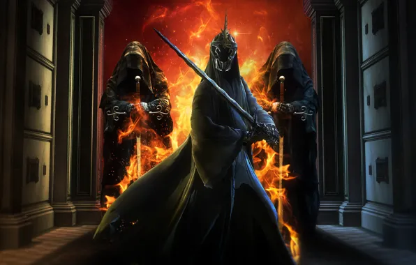 Картинка властелин колец, мечи, чародей, nazgul, The Lord of the Rings, назгулы, Shadow of Gorgoroth, силы …