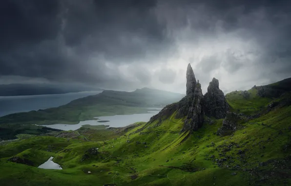 Картинка камни, скалы, остров, гора, Шотландия, Скай