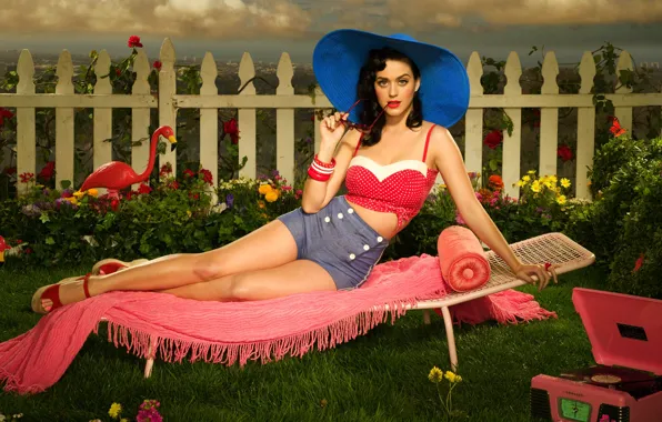 Картинка поза, сад, Katy Perry