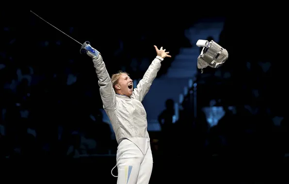 Картинка эмоции, Украина, сабля, олимпийская чемпионка, фехтование, Ольга Харлан