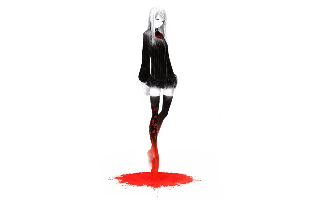 Фото обои пустота, девушка, одиночество, черное платье, лужа крови, by Sawasawa