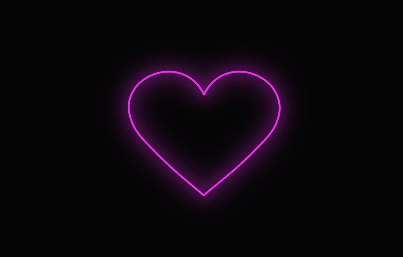 Фото обои фиолетовый, любовь, сердце, неон, love, пурпурный, сердечко, чёрн...