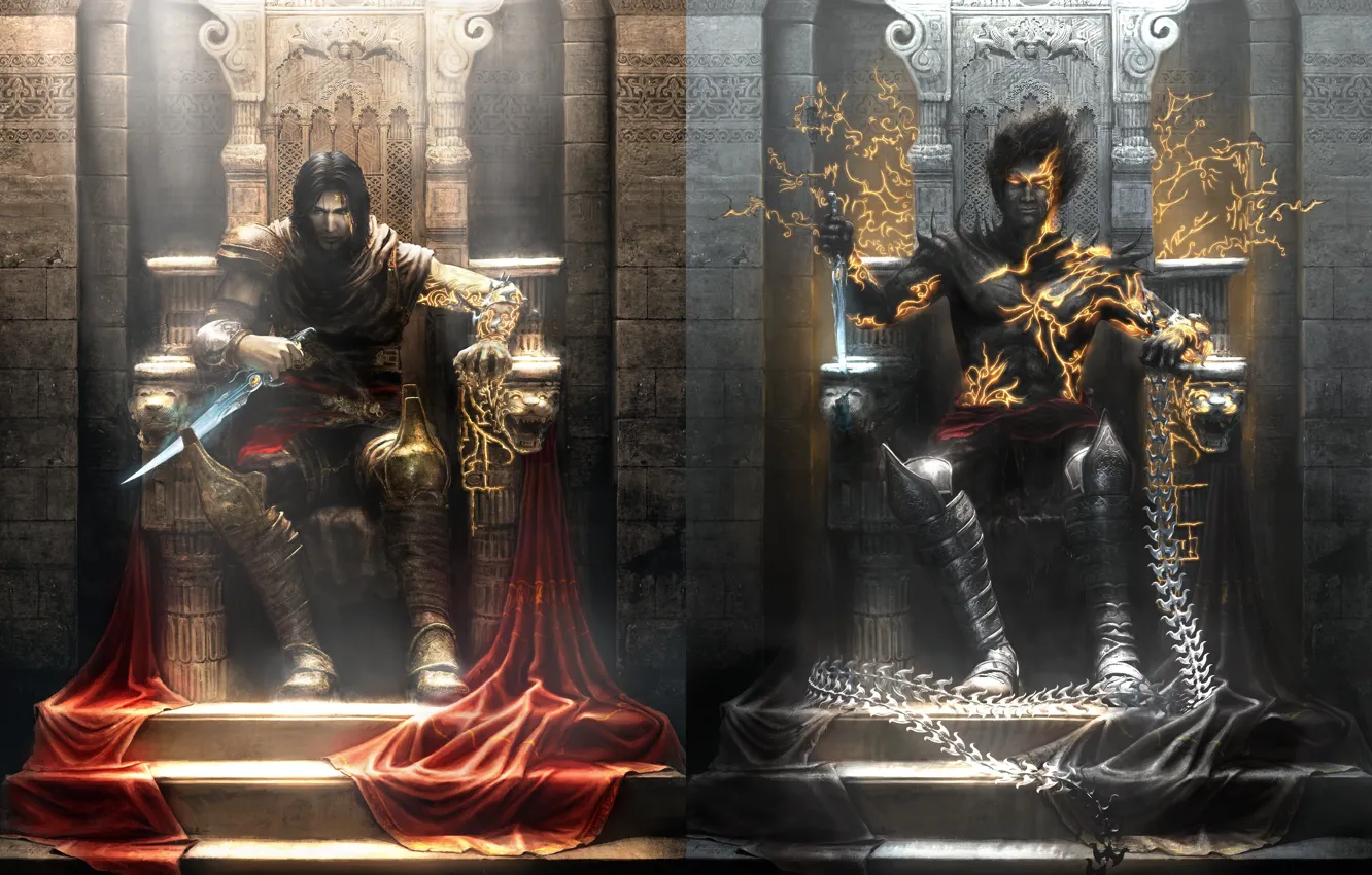 Фото обои игры, принц персии, prince of persia, the two thrones, game wallpapers, два трона, dark prince