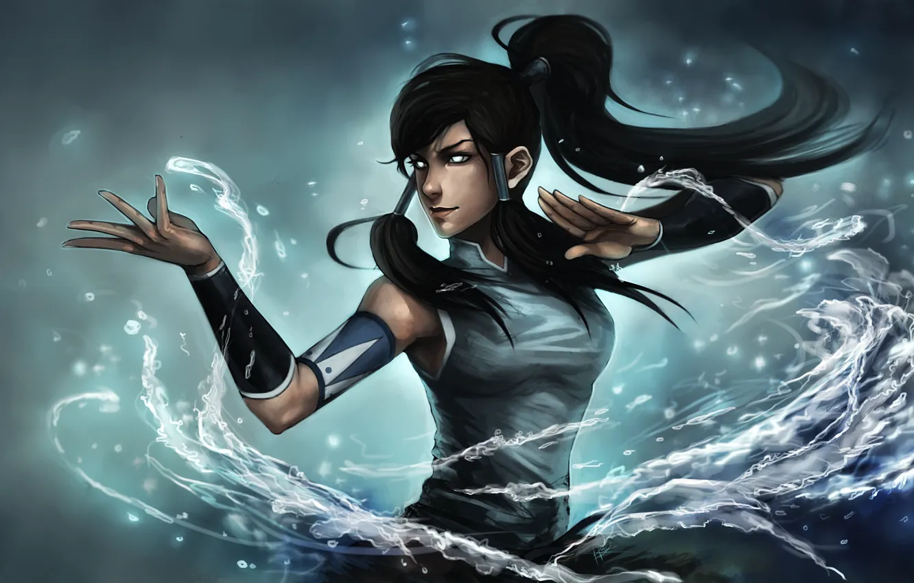 Фото обои глаза, вода, девушка, арт, ninjatic, avatar: the legend of korra, korra