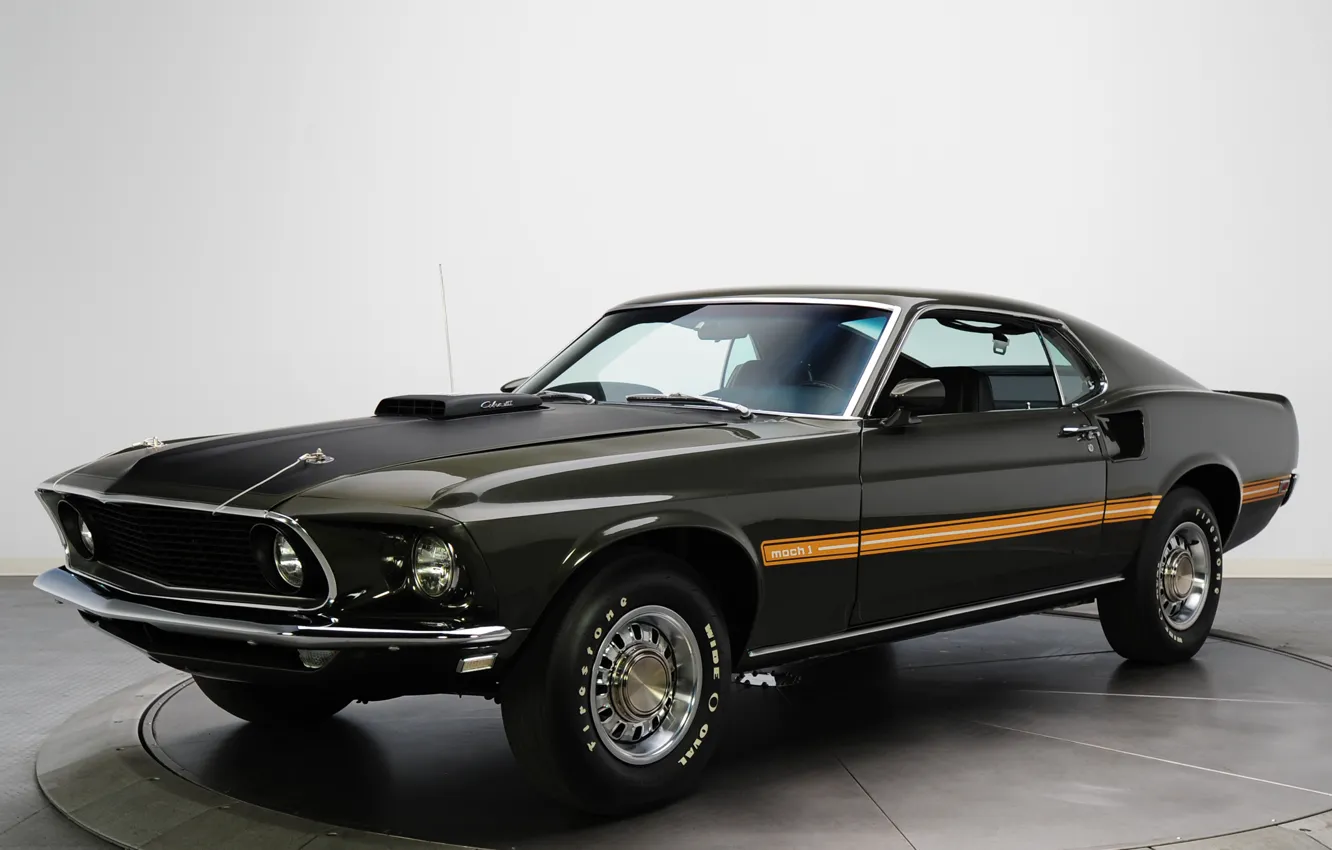 Фото обои Mustang, 1969, мускул кар, muscle car, mach 1, Cobra jet