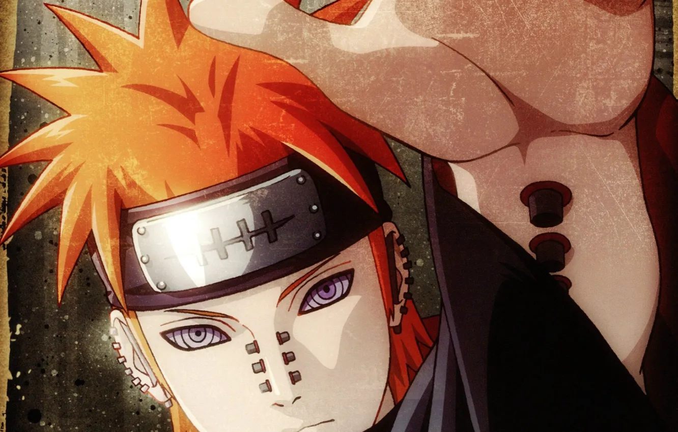 Фото обои рука, портрет, пирсинг, повязка, Naruto, ninja, Akatsuki, Yahiko,...