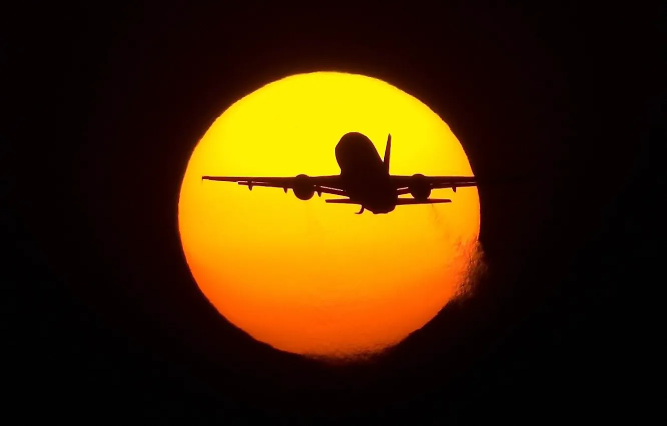 Фото обои полет, самолет, Солнце