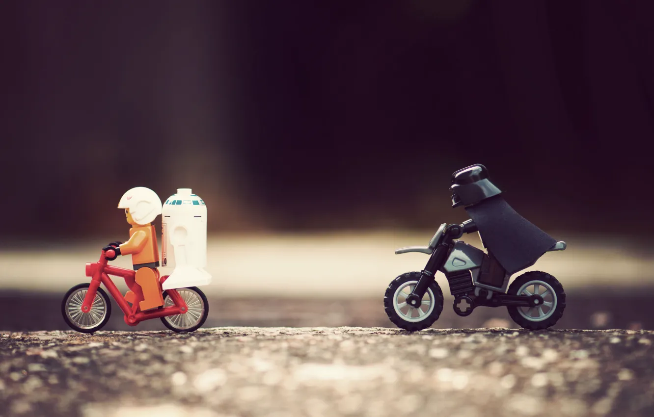 Фото обои погоня, Астронавт, star wars, лего, LEGO, дарт вейдер, r2d2, велики, Skywalker