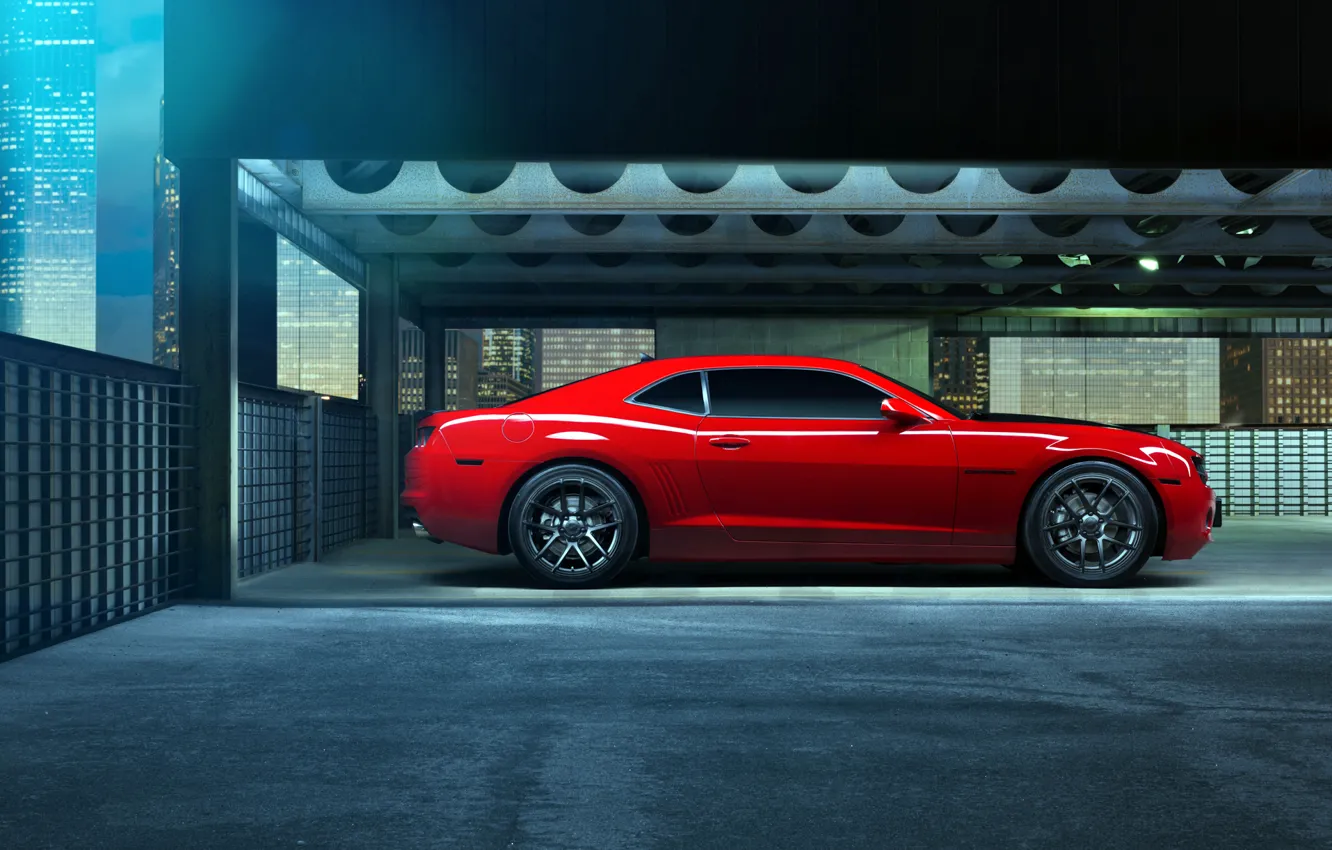Фото обои красный, Chevrolet, Camaro, red, шевроле, мускул кар, muscle car, камаро