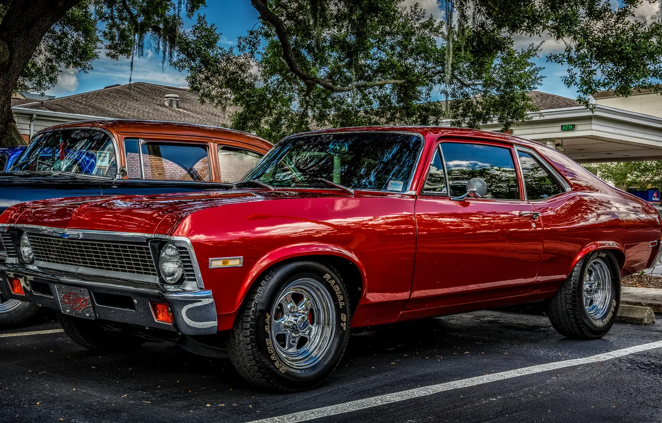 Фото обои красный, классика, 1971 Chevrolet Nova, Chevrolet Nova