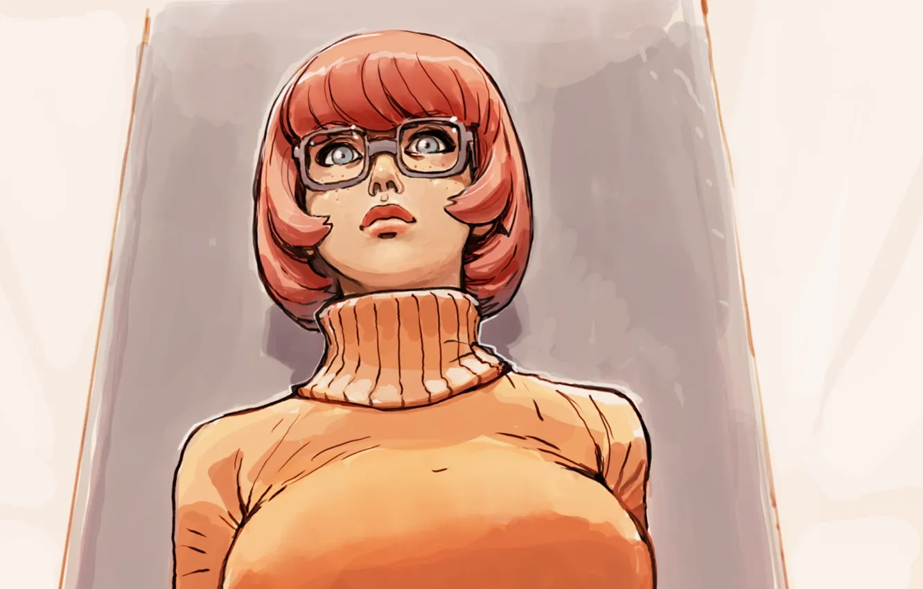 Фото обои грудь, девушка, арт, очки, Scooby-Doo, Velma Dinkley, joel27. 