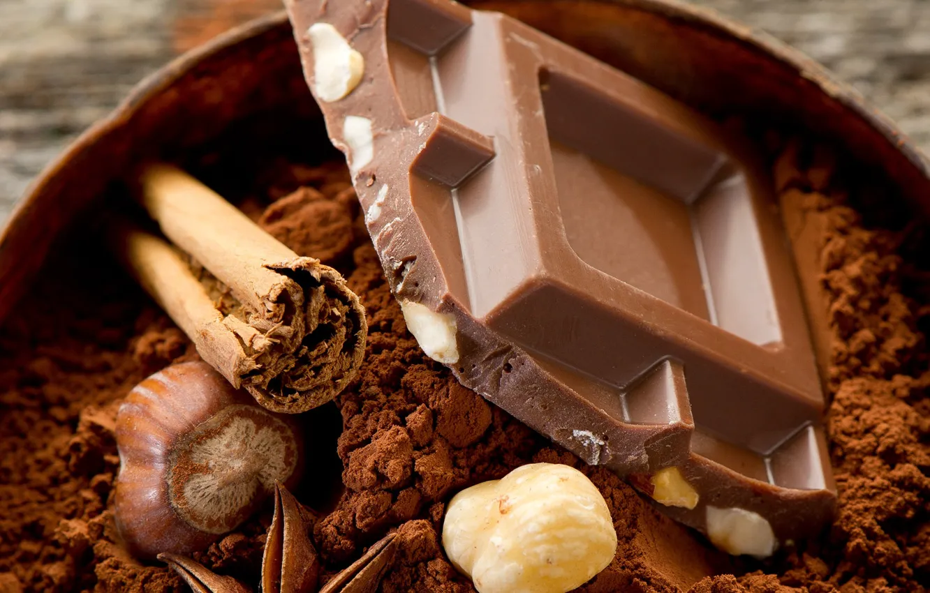Фото обои еда, шоколад, орехи, десерт, food, 1920x1200, сладкое, chocolate, sweet, nuts, какао, dessert, cocoa