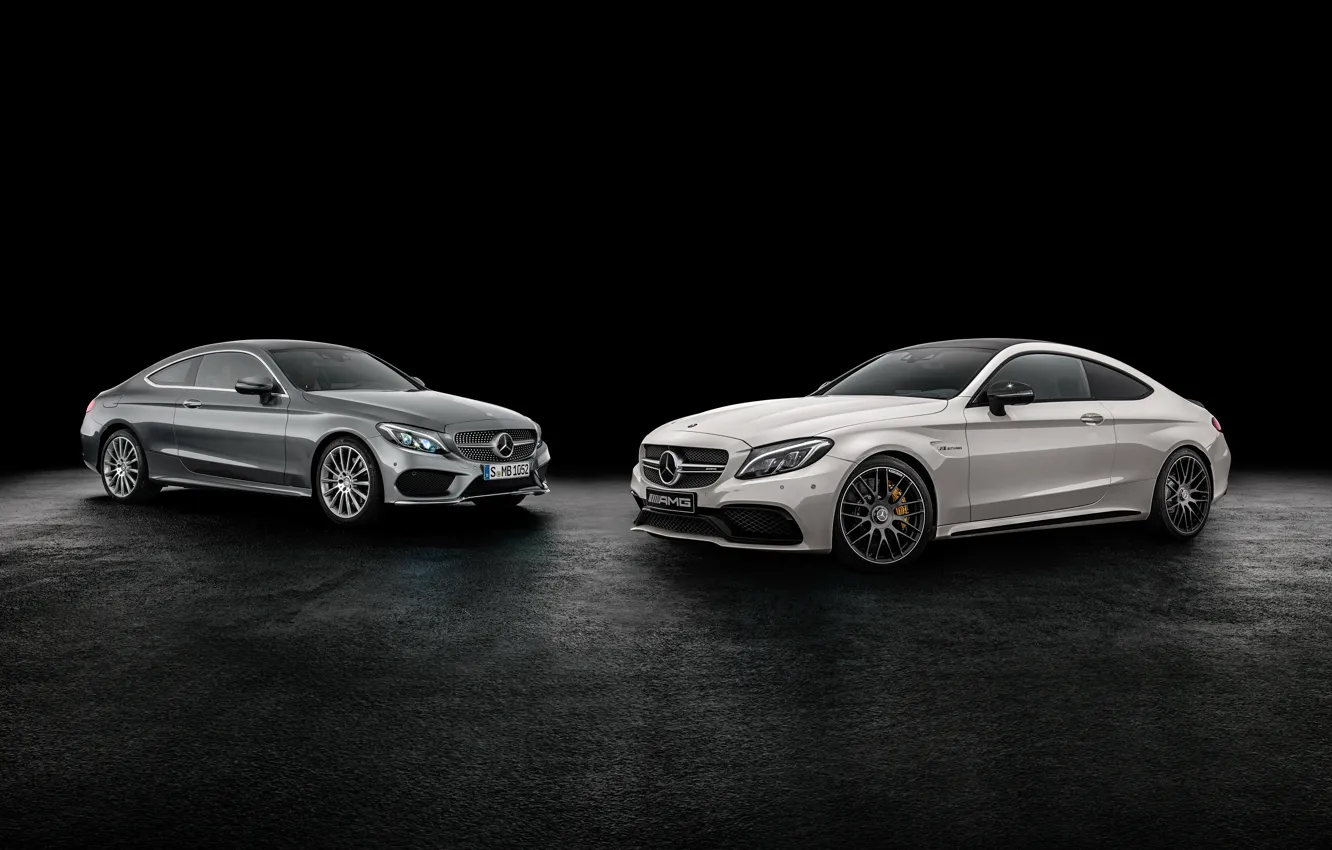 Фото обои купе, Mercedes-Benz, черный фон, мерседес, Coupe, C-Class, C205