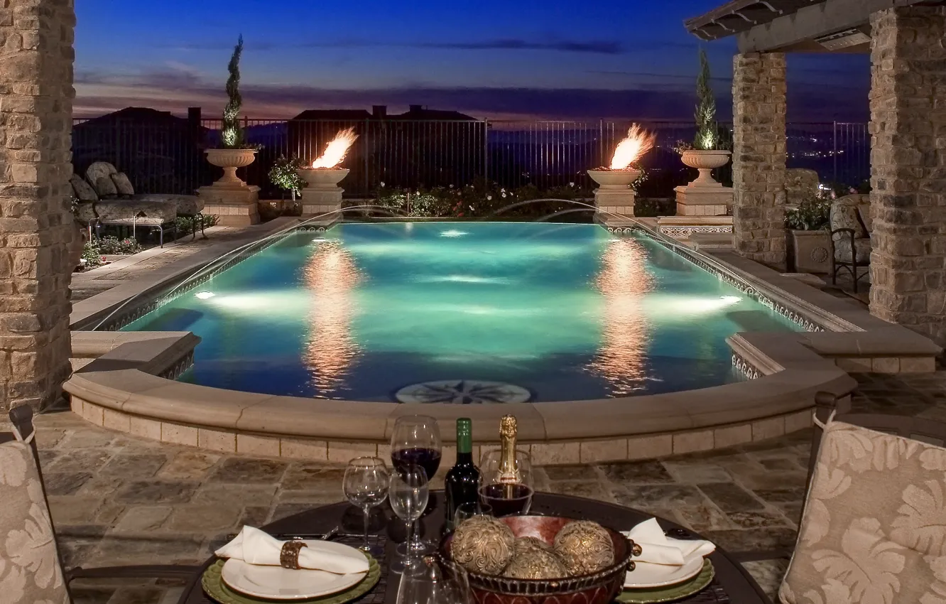 Фото обои pool, California, Villa, terrace, Sacramento. 