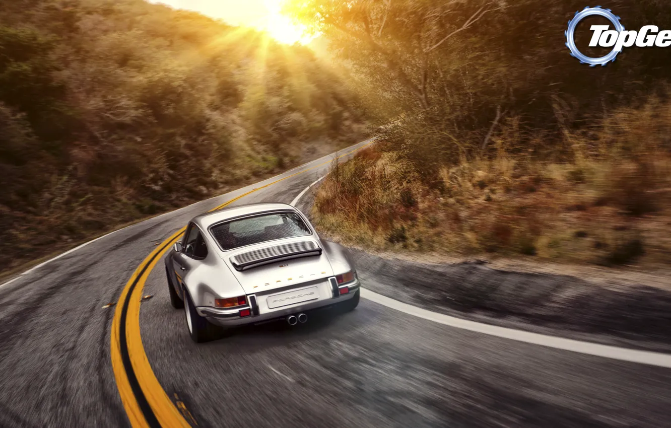 Фото обои дорога, солнце, 911, Porsche, Top Gear, Порше, самая лучшая телепередача, высшая передача, топ гир, Singer