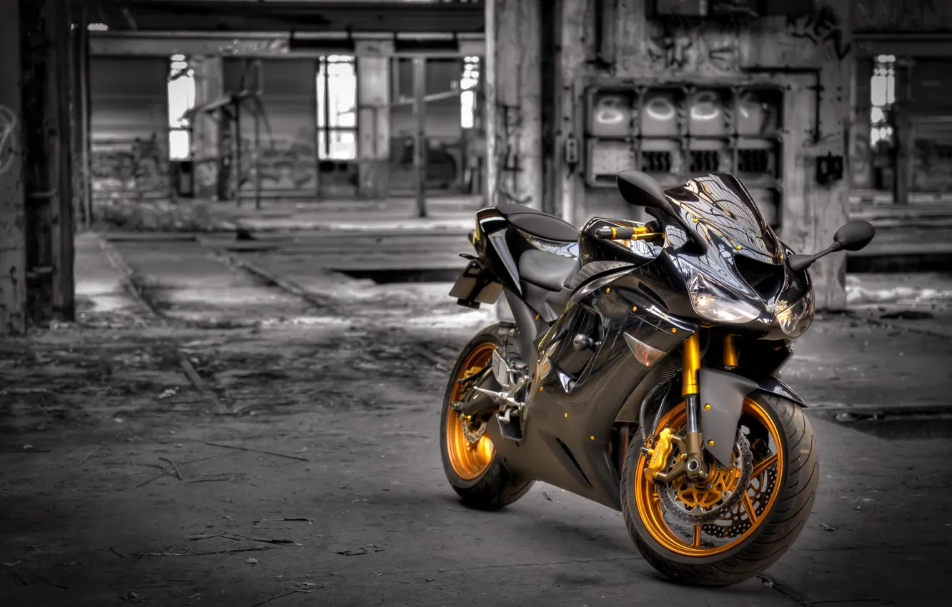 Фото обои фон, мотоцикл, Kawasaki ZX6-R