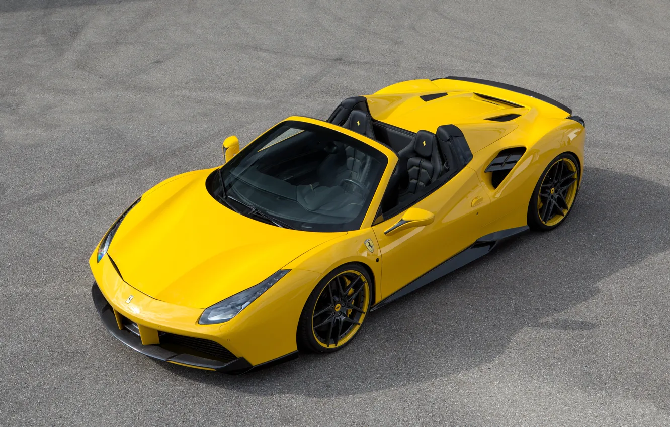 Фото обои car, авто, тюнинг, Ferrari, yellow, nice, Spider, Rosso, Novitec, 488, новитек