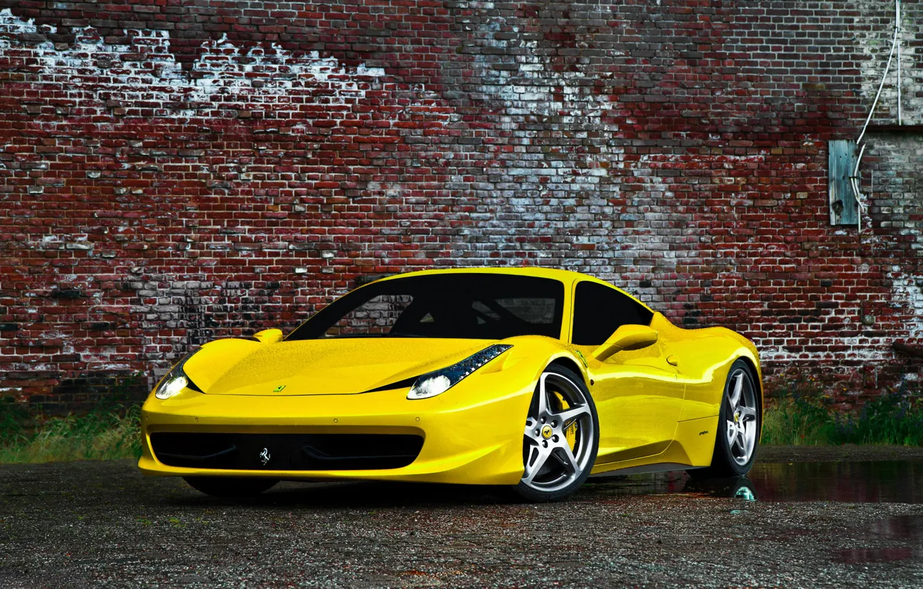 Фото обои Феррари, Желтая, Италия, Ferrari, gold, 458, italia