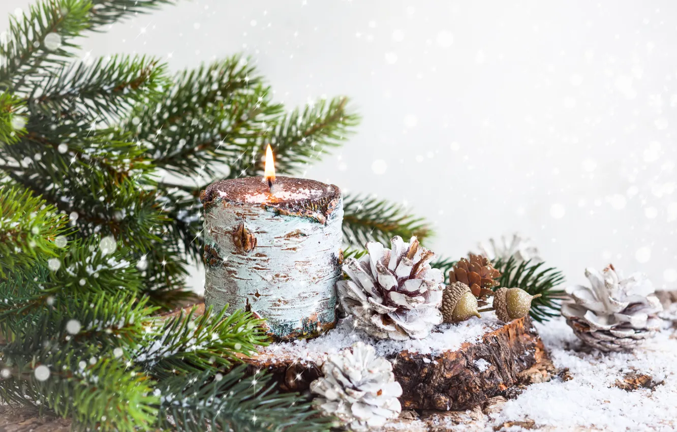 Фото обои снег, украшения, елка, Новый Год, Рождество, Christmas, balls, decoration, Merry
