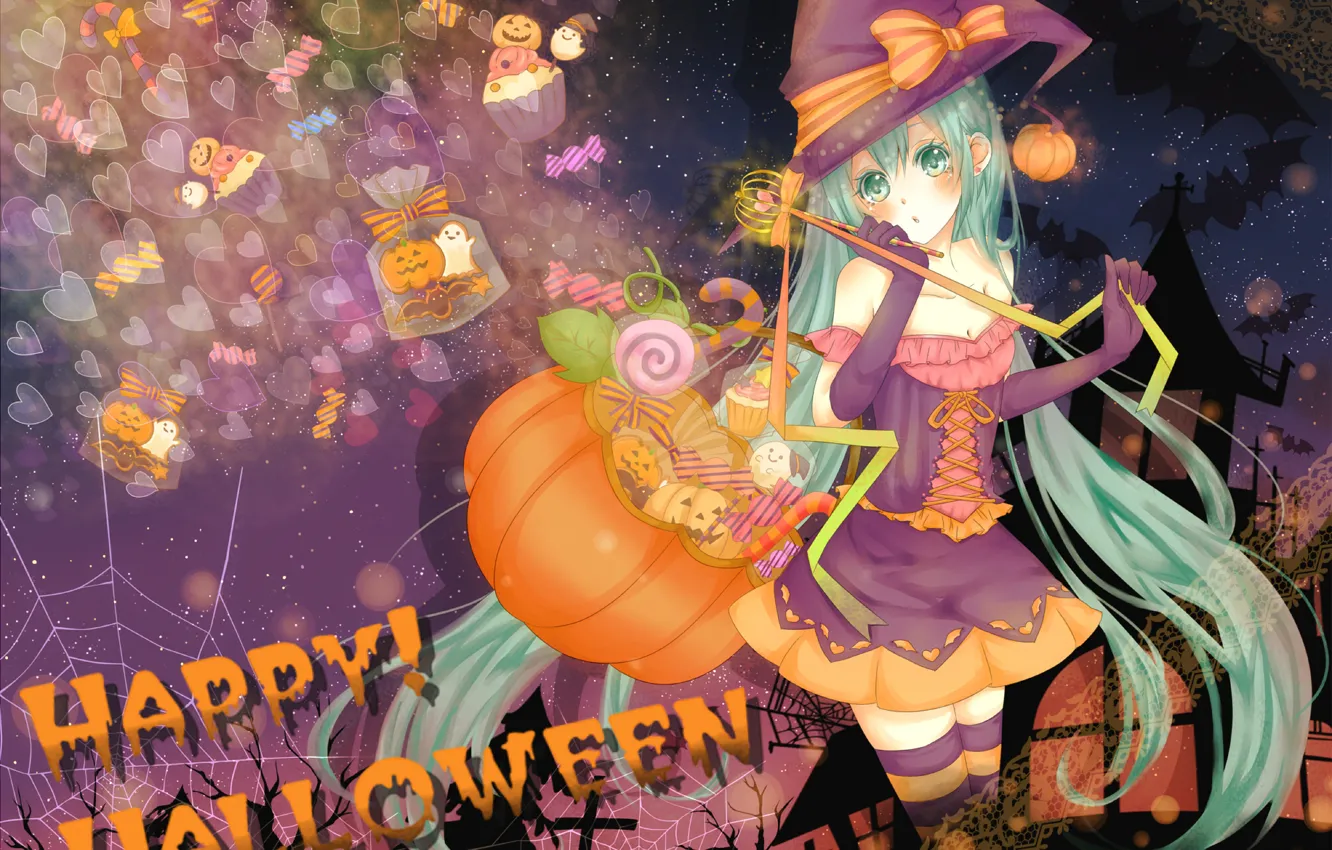 Фото обои девушка, праздник, vocaloid, halloween, miku, hatsune