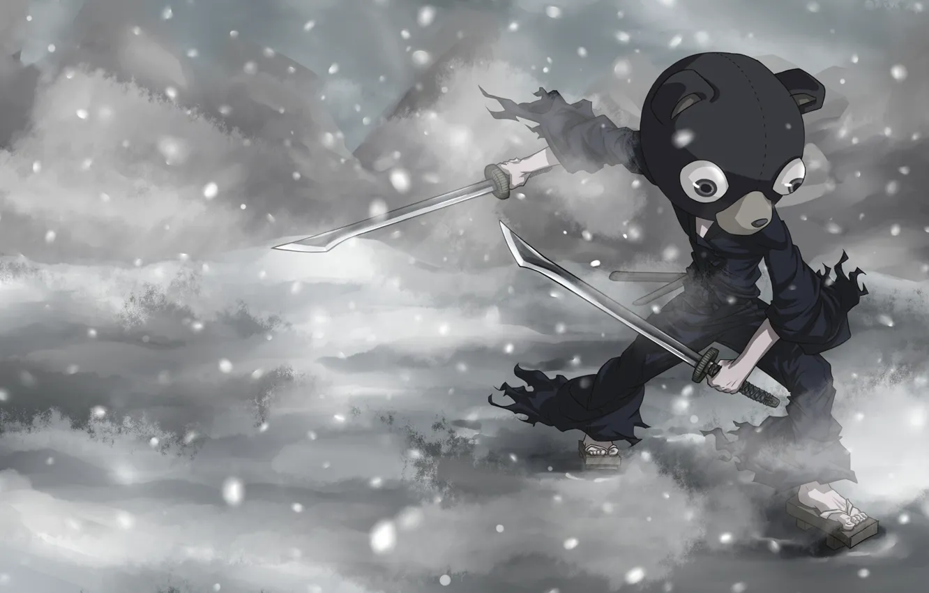 Фото обои снег, оружие, аниме, арт, Kuma Sig by