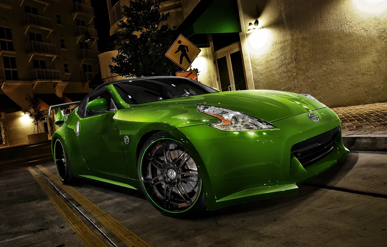 Фото обои car, машина, авто, green, Ниссан, зелёная, racing, Nissan 370Z