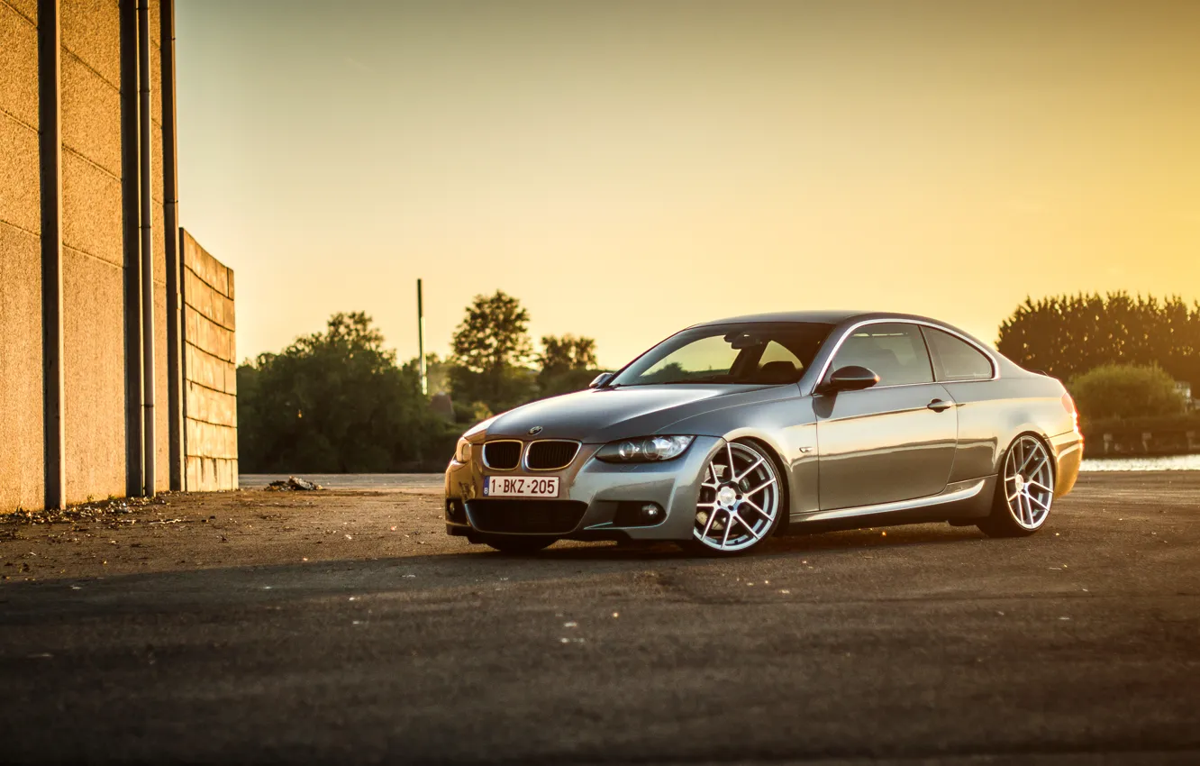 Фото обои бмв, BMW, silver, wheels, E92, frontside
