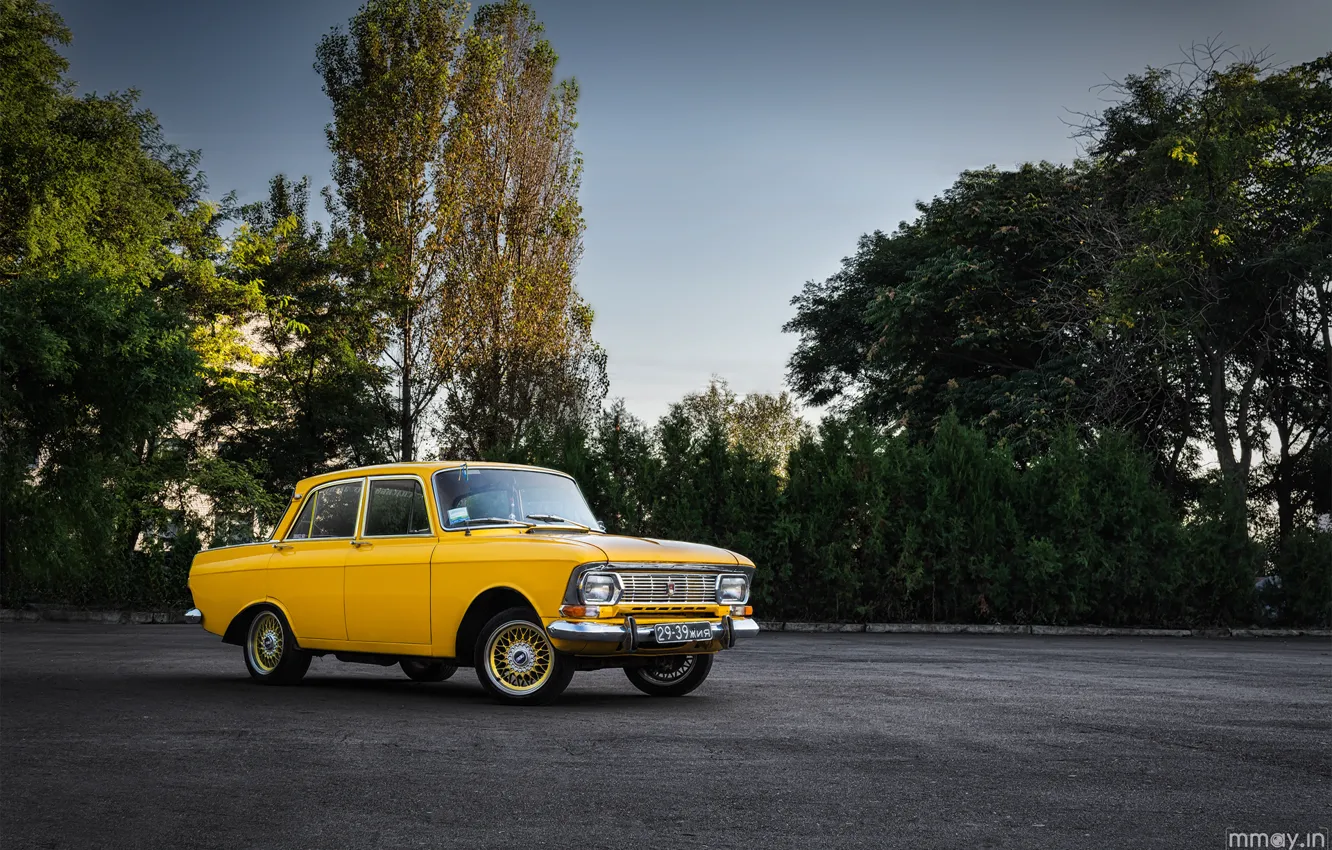 Фото обои машина, желтый, автомобиль, 412, Москвич, АЗЛК, мося