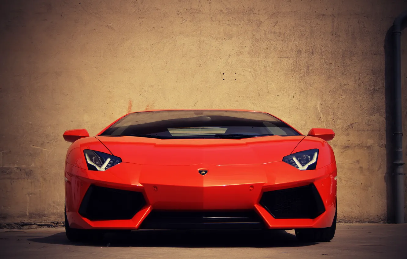 Фото обои Lamborghini, Ламборджини, перед, red, красная, Ламборгини, LP700-4, Aventador, Авентадор, LB834