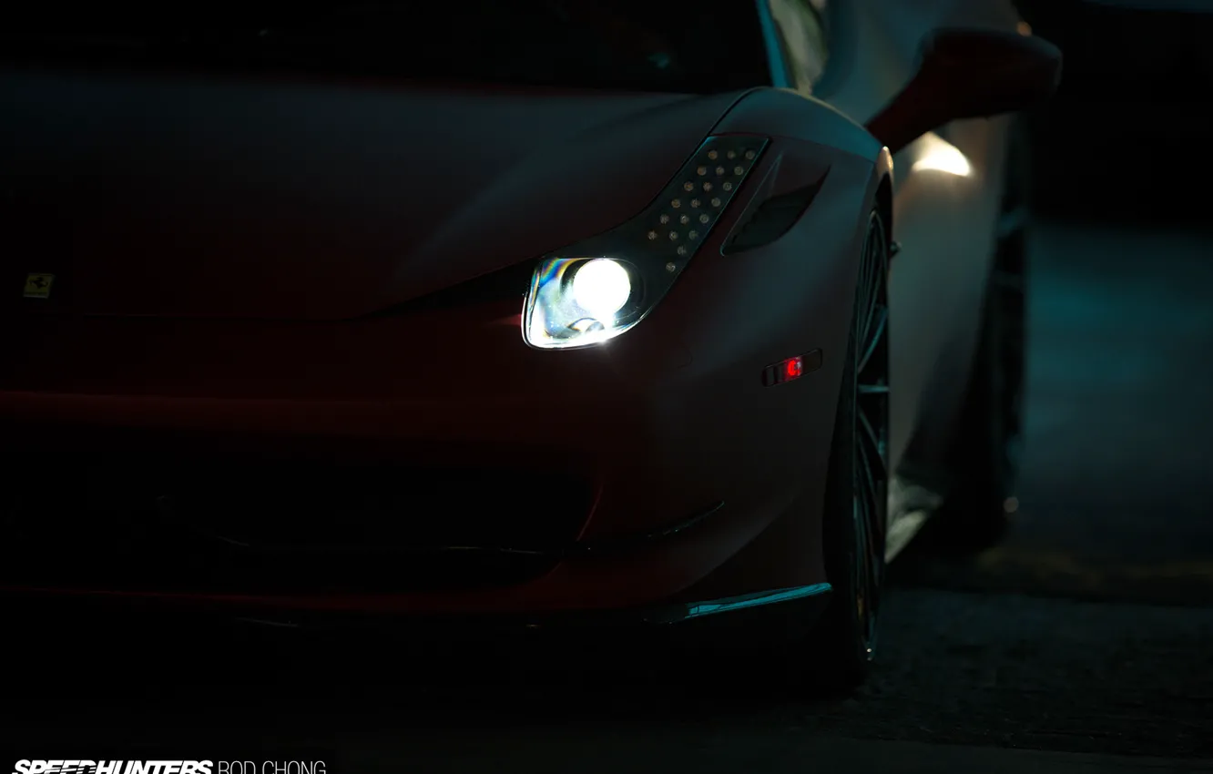 Фото обои машина, авто, свет, темнота, фары, Феррари, Ferrari, wheels, диски, auto, 2015, Vossen Wheels