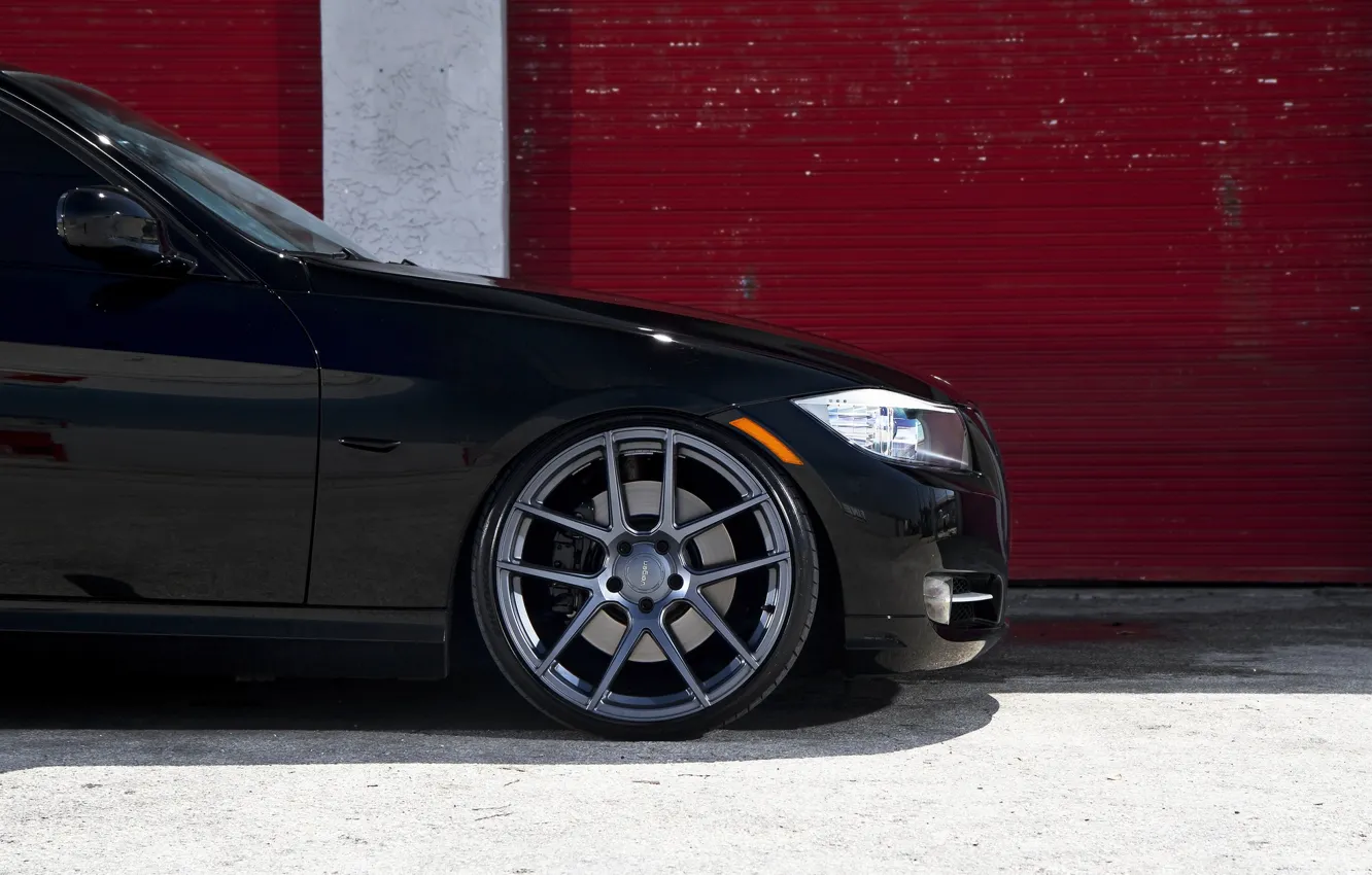 Фото обои черный, бмв, колесо, BMW, black, E90, 3 серия